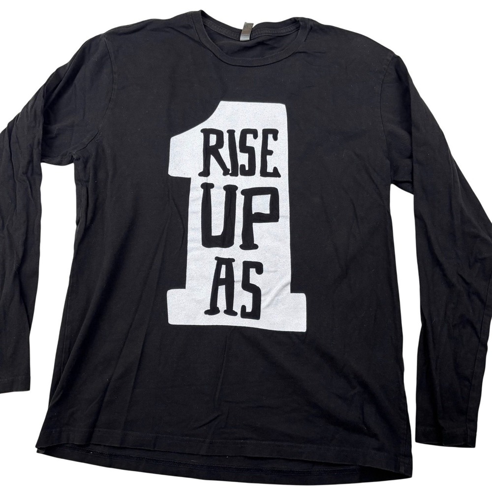 Long Sleeve Graphic Tee Rise Up‎ As One Vota Health For All Black Mens Medium